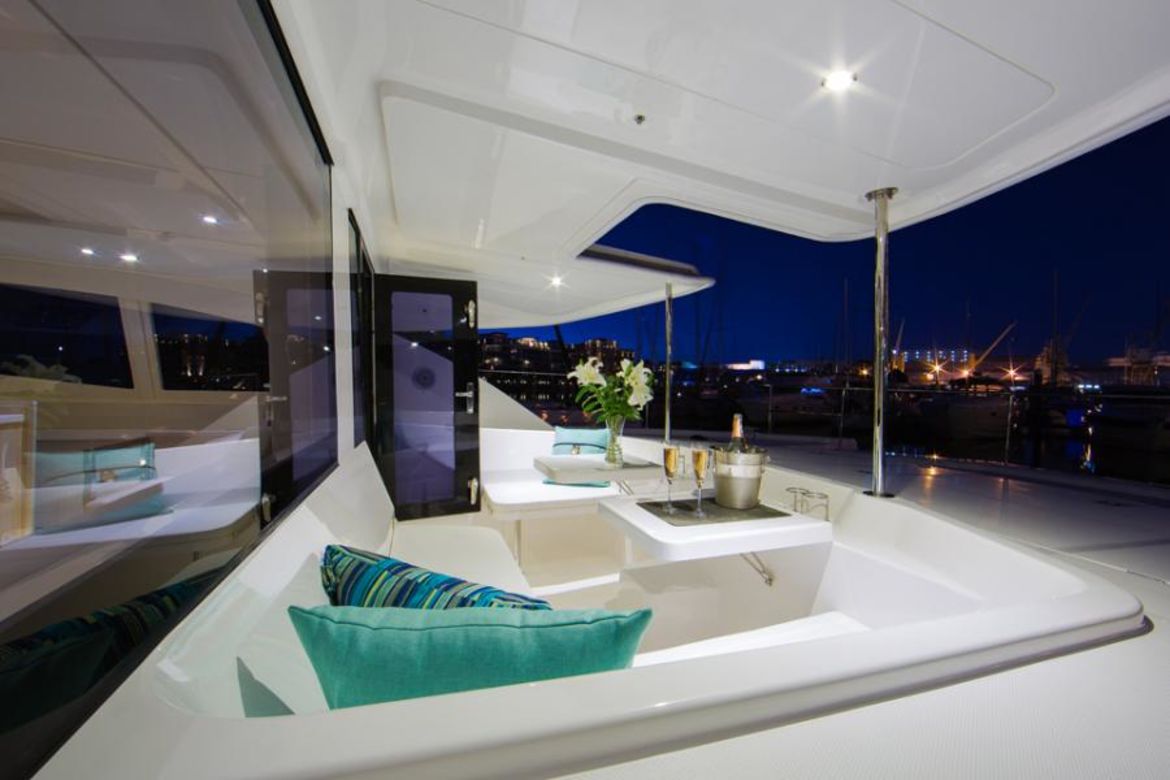 sitting area in back side of yacht