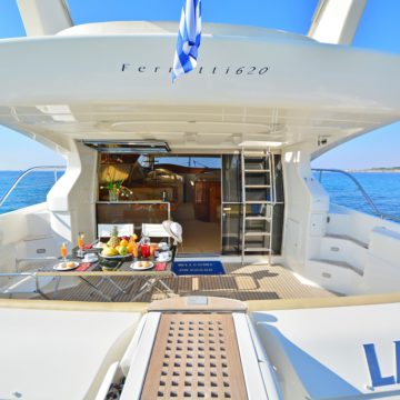 top deck sitting area - lady a yacht - yachts rental dubai