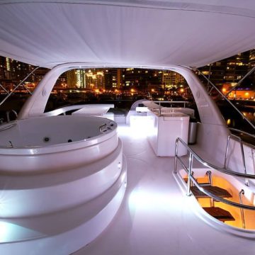 flybridge - 62 ft White Luxury Ferretti Yachts Rental Dubai